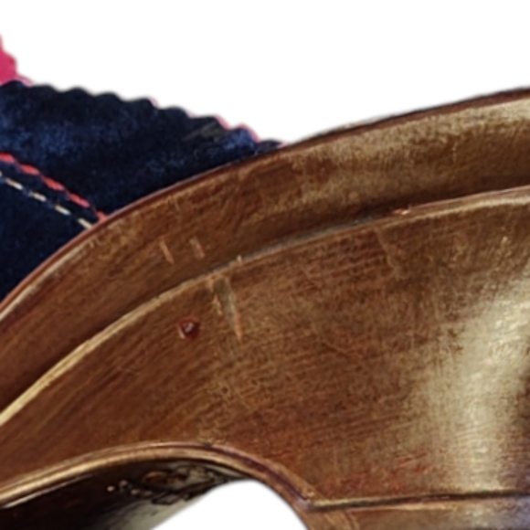 VTG Made in Germany Rohde Blue Suede Mules/Wedges Size Eur 39/US 8 - Picture 13 of 15